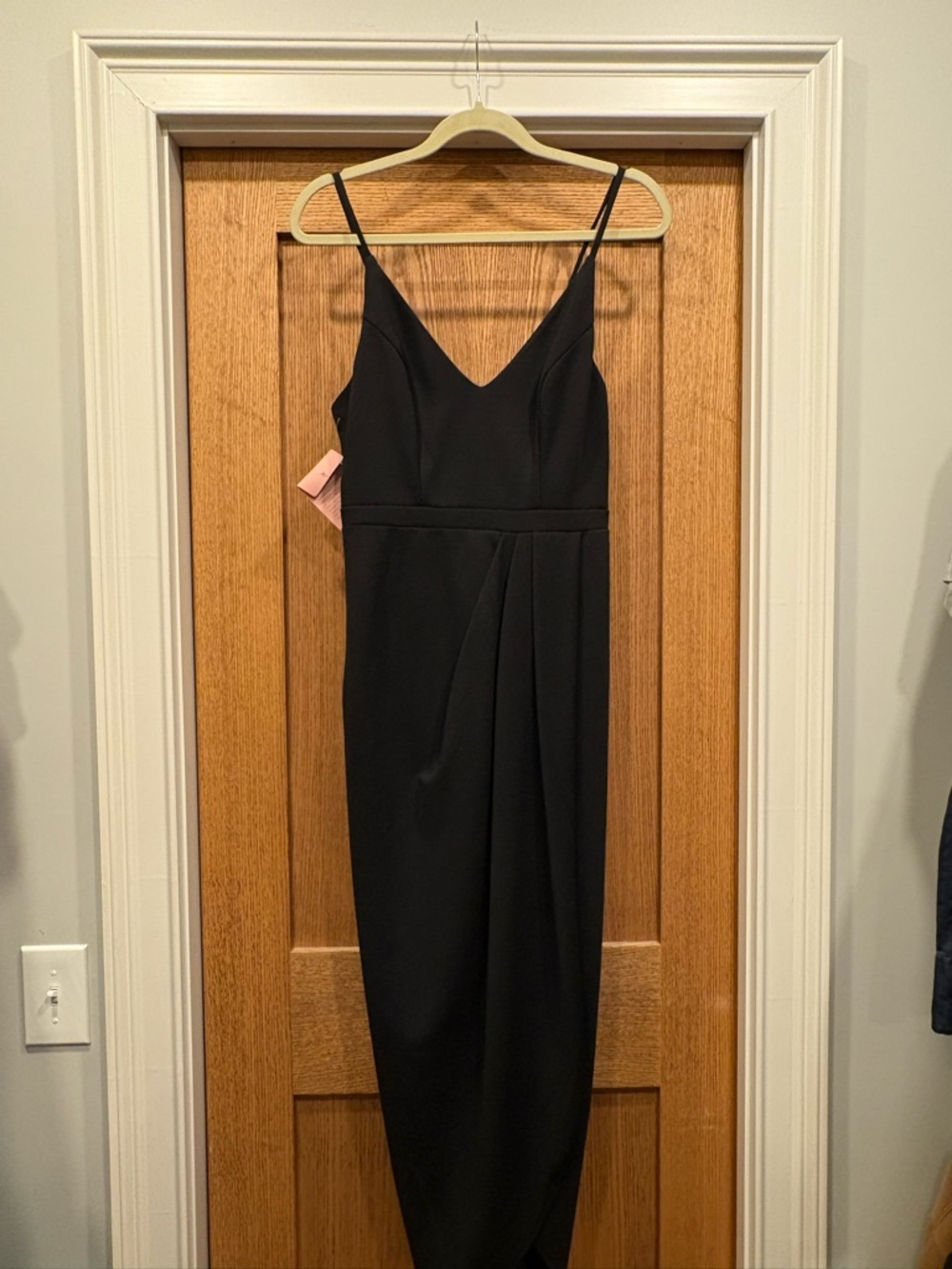 Anthropologie Black V-Neck Spaghetti Strap Dress - Elegant Evening Dress